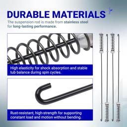 [Lifetime Warranty] W10780045 Washer Suspension Rod Replacement Kit - For Kenmore Whirlpool Washers NTW4516FW WTW4816FW2 RTW4516FW2 NTW4516FW2 NTW4605EW0 - Replaces W10537442 - Pack of 4 thumbnail 5