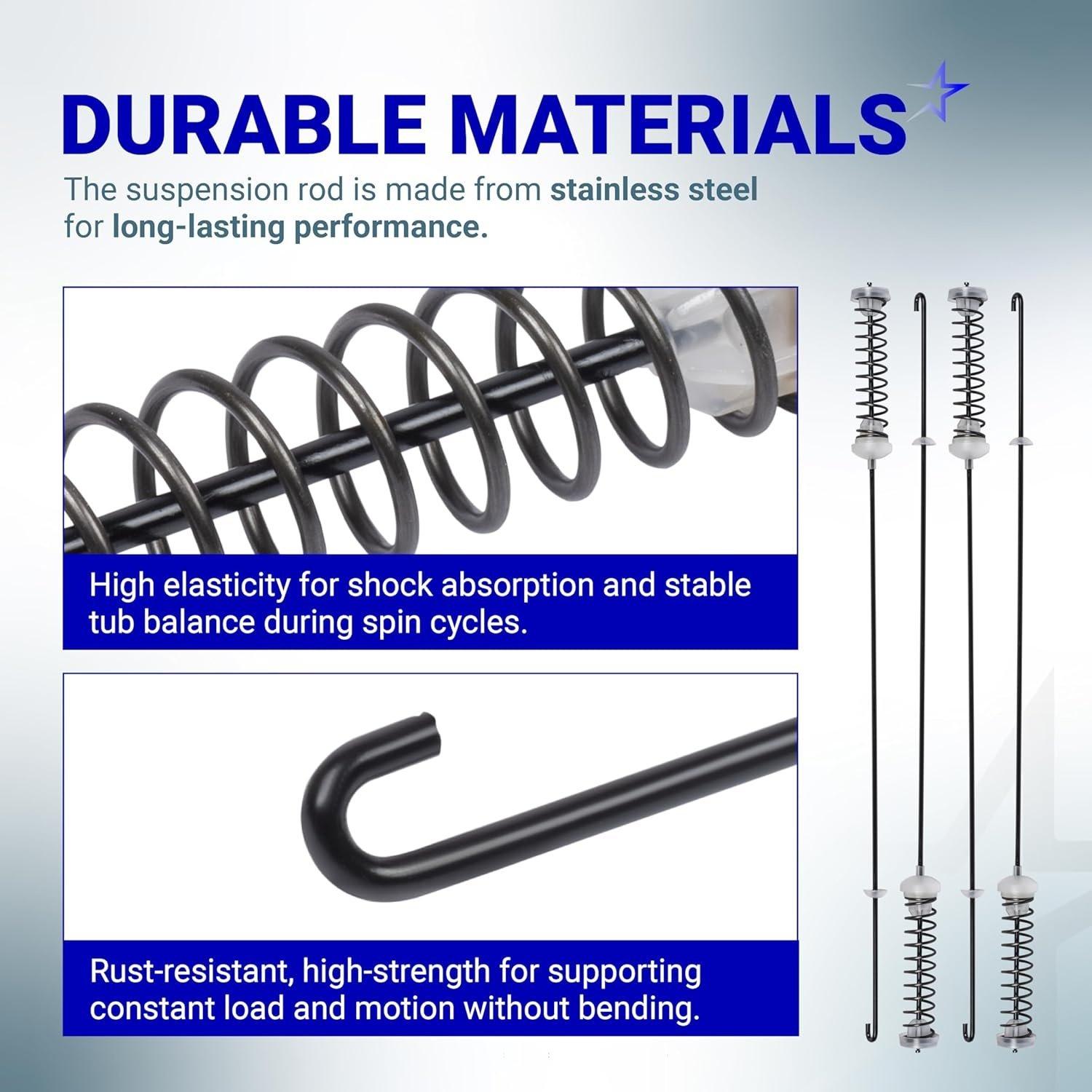[Lifetime Warranty] W10780045 Washer Suspension Rod Replacement Kit - For Kenmore Whirlpool Washers NTW4516FW WTW4816FW2 RTW4516FW2 NTW4516FW2 NTW4605EW0 - Replaces W10537442 - Pack of 4 image 5