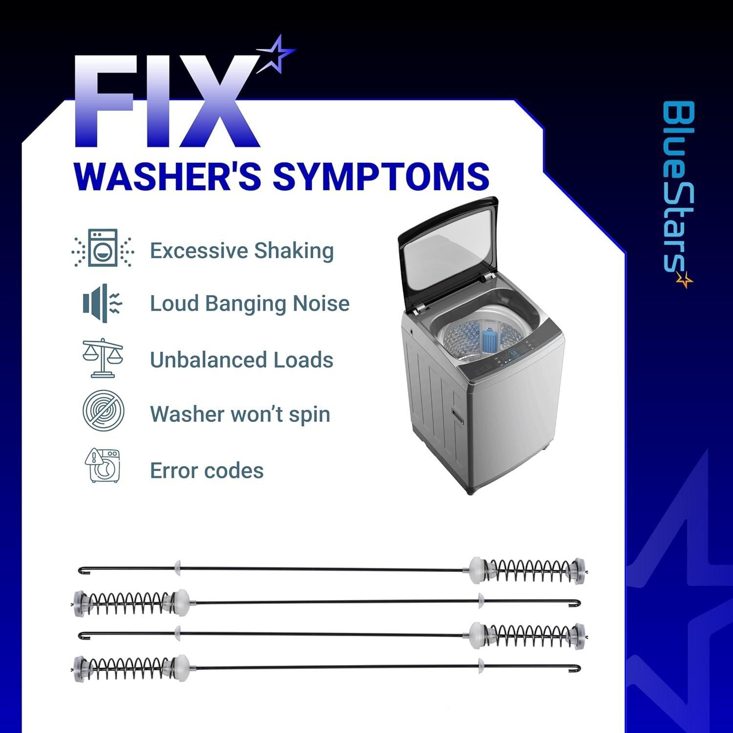 [Lifetime Warranty] W10780045 Washer Suspension Rod Replacement Kit - For Kenmore Whirlpool Washers NTW4516FW WTW4816FW2 RTW4516FW2 NTW4516FW2 NTW4605EW0 - Replaces W10537442 - Pack of 4 image 4