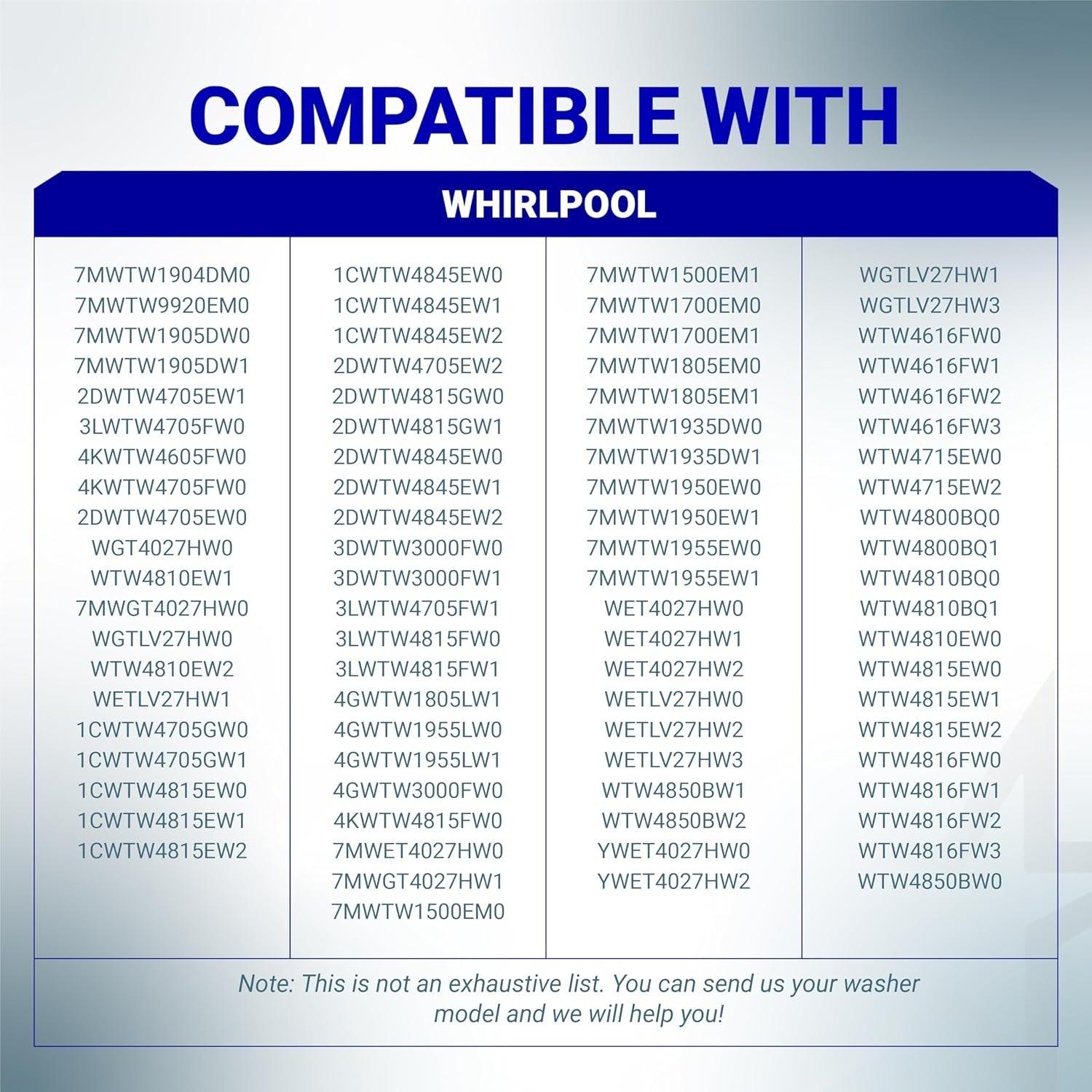 [Lifetime Warranty] W10780045 Washer Suspension Rod Replacement Kit - For Kenmore Whirlpool Washers NTW4516FW WTW4816FW2 RTW4516FW2 NTW4516FW2 NTW4605EW0 - Replaces W10537442 - Pack of 4 image 7