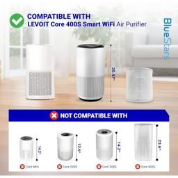 [Lifetime Warranty] Core 400S Filter for LEVOIT Smart WiFi Air Purifiers - 5-in-1 H13 HEPA with Activated Carbon, White - Compatible with Core 400S-RF, LRF-C401S-WUS - Pack of 2 thumbnail 1
