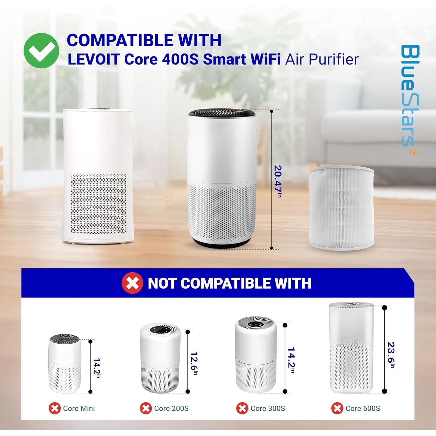 [Lifetime Warranty] Core 400S Filter for LEVOIT Smart WiFi Air Purifiers - 5-in-1 H13 HEPA with Activated Carbon, White - Compatible with Core 400S-RF, LRF-C401S-WUS - Pack of 2 image 1