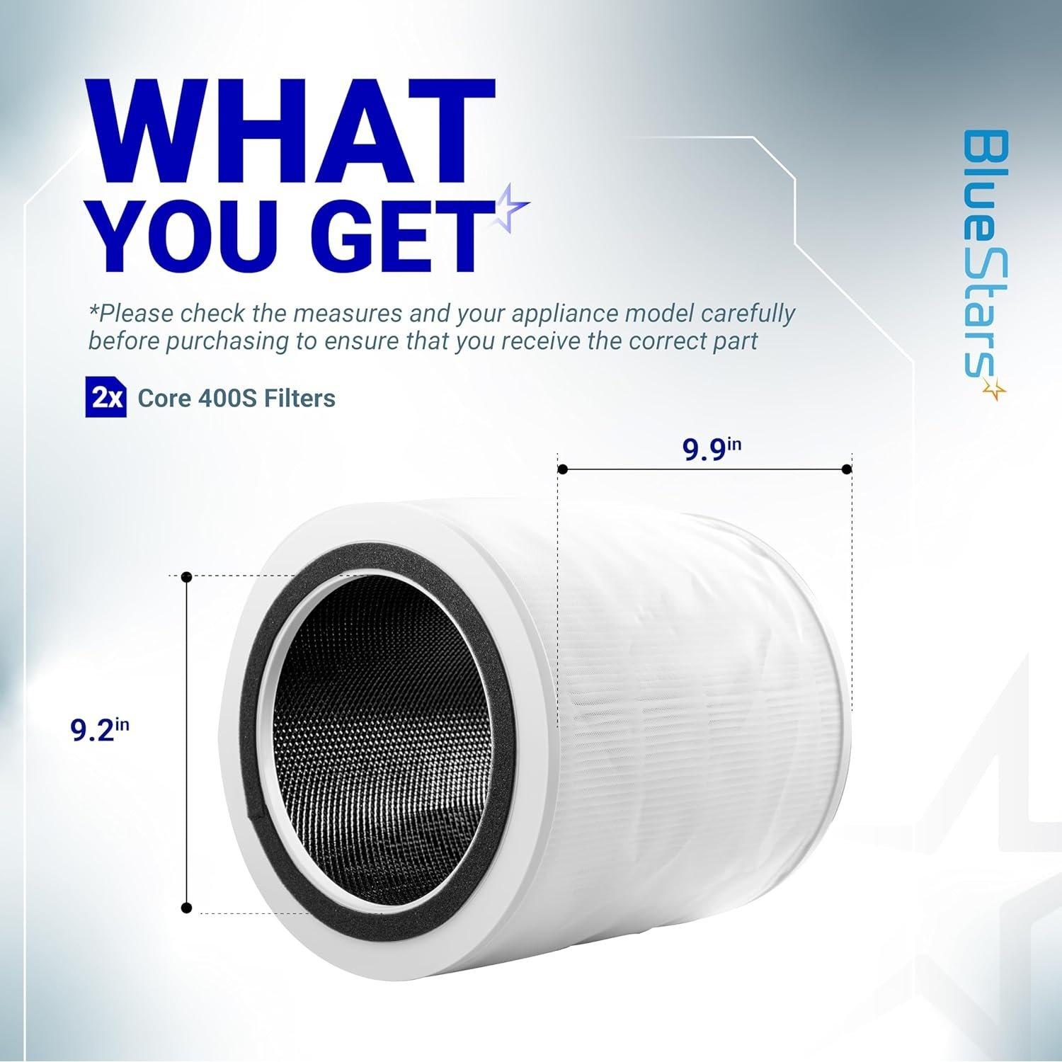 [Lifetime Warranty] Core 400S Filter for LEVOIT Smart WiFi Air Purifiers - 5-in-1 H13 HEPA with Activated Carbon, White - Compatible with Core 400S-RF, LRF-C401S-WUS - Pack of 2 image 2