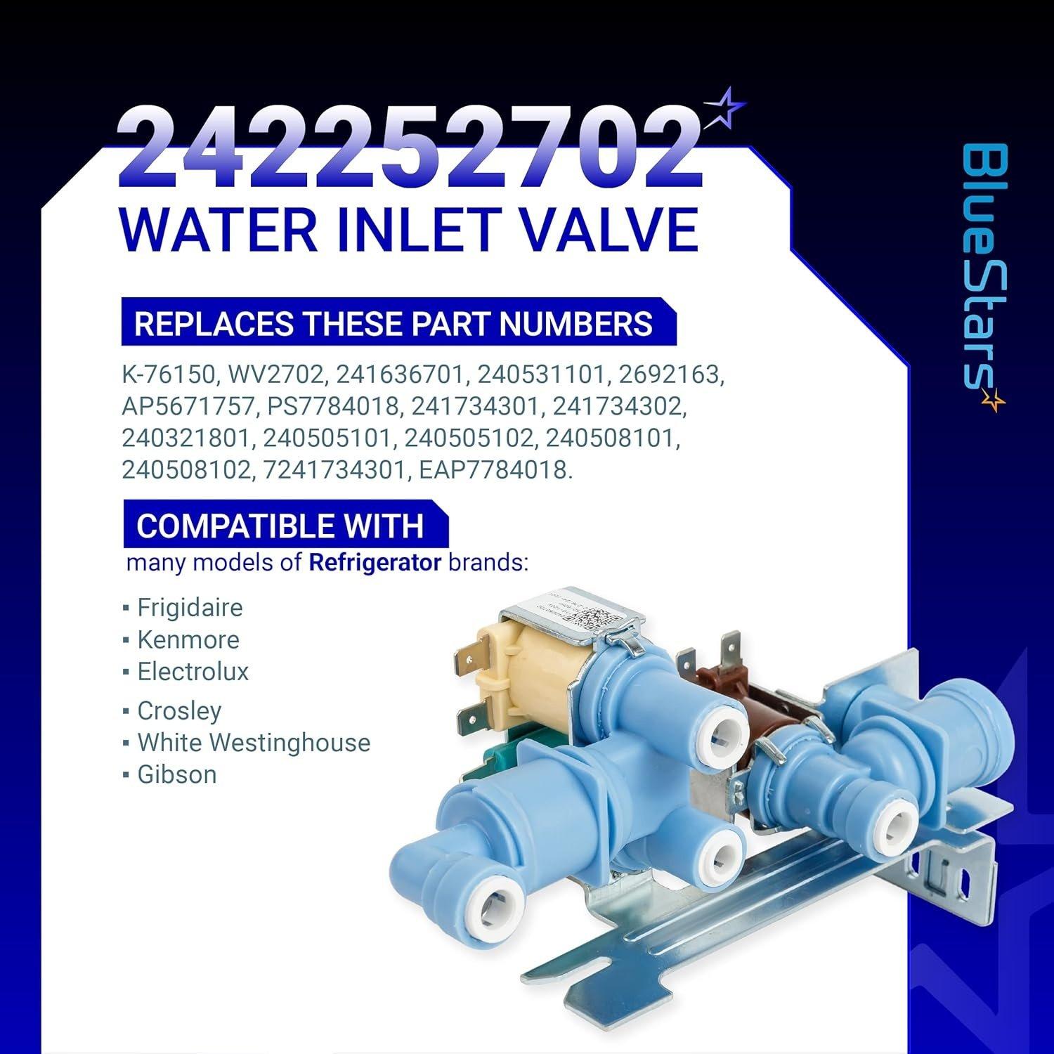 [Lifetime Warranty] 242252702 Water Inlet Valve for Refrigerator Frigidaire Kenmore Electrolux Crosley - Replaces 692163 240321801 240505101 240505102 240508101 240508102 240531101 241734301 and more image 3