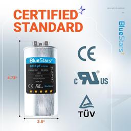 [Lifetime Warranty] 60+5 uF MFD ±5% 370/440 VAC Dual Run Start Round Capacitor - Fits Condenser Straight Cool, Heat Pump thumbnail 5