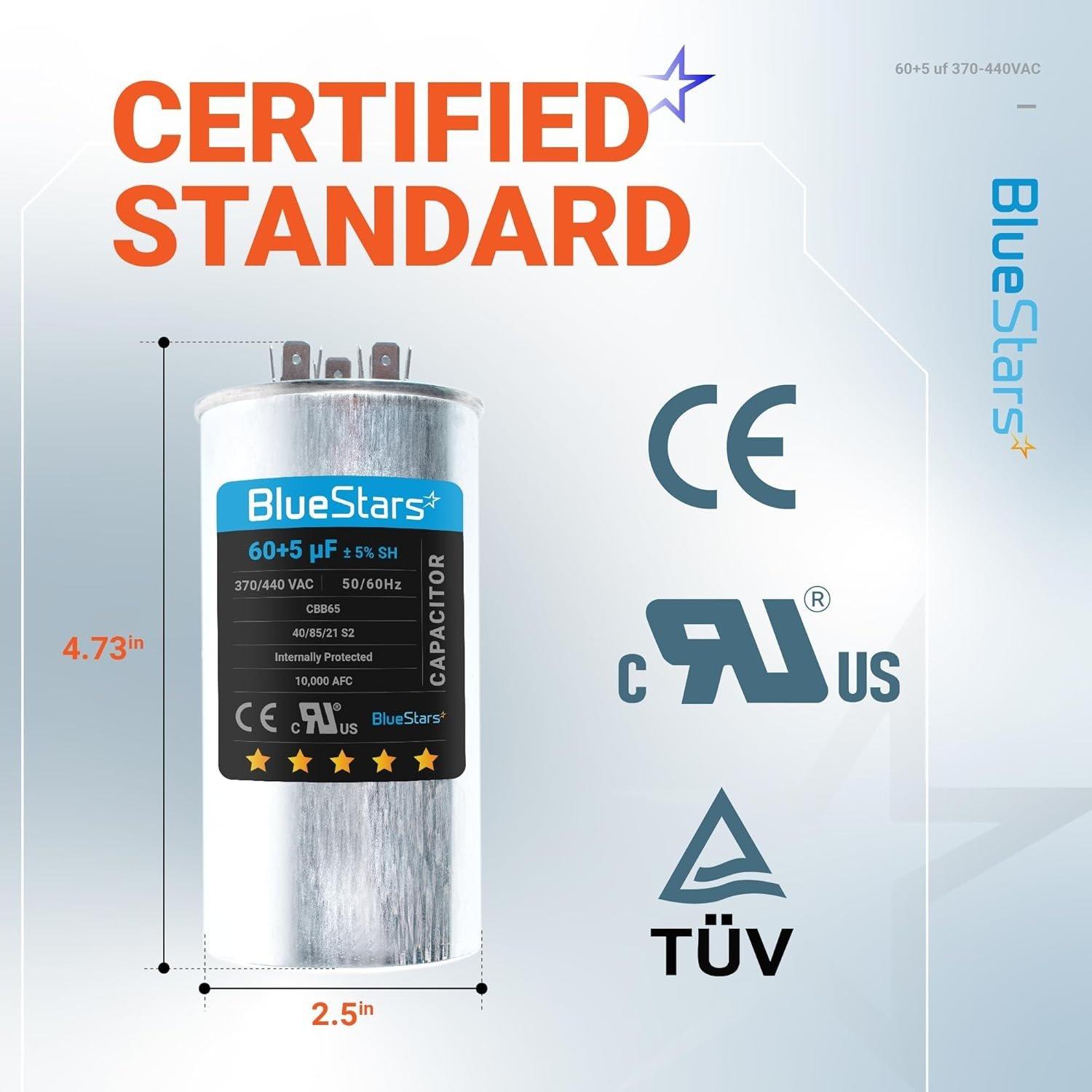[Lifetime Warranty] 60+5 uF MFD ±5% 370/440 VAC Dual Run Start Round Capacitor - Fits Condenser Straight Cool, Heat Pump image 5