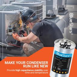 [Lifetime Warranty] 60+5 uF MFD ±5% 370/440 VAC Dual Run Start Round Capacitor - Fits Condenser Straight Cool, Heat Pump thumbnail 3