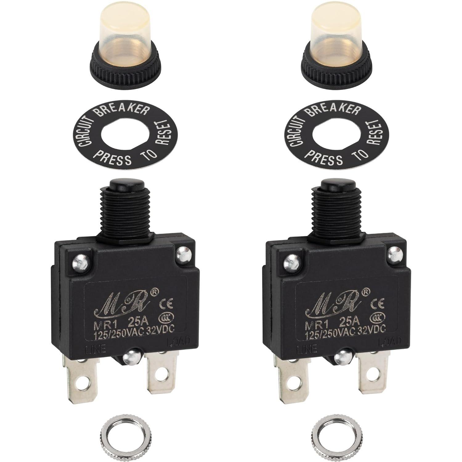 [Lifetime Warranty] 25Amp Thermal Circuit Breaker 125/250V AC 32V DC - Pack of 2 image 0