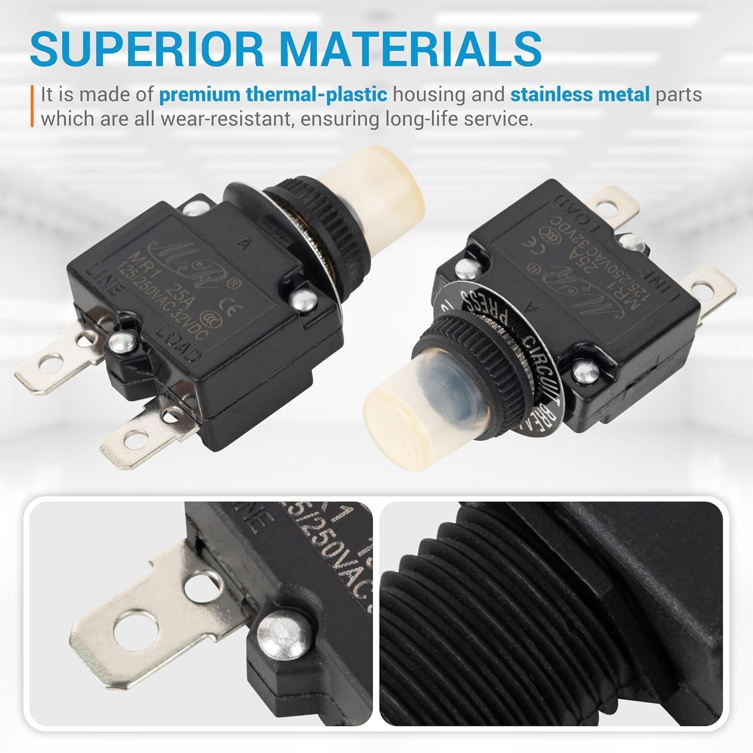 [Lifetime Warranty] 25Amp Thermal Circuit Breaker 125/250V AC 32V DC - Pack of 2 image 4