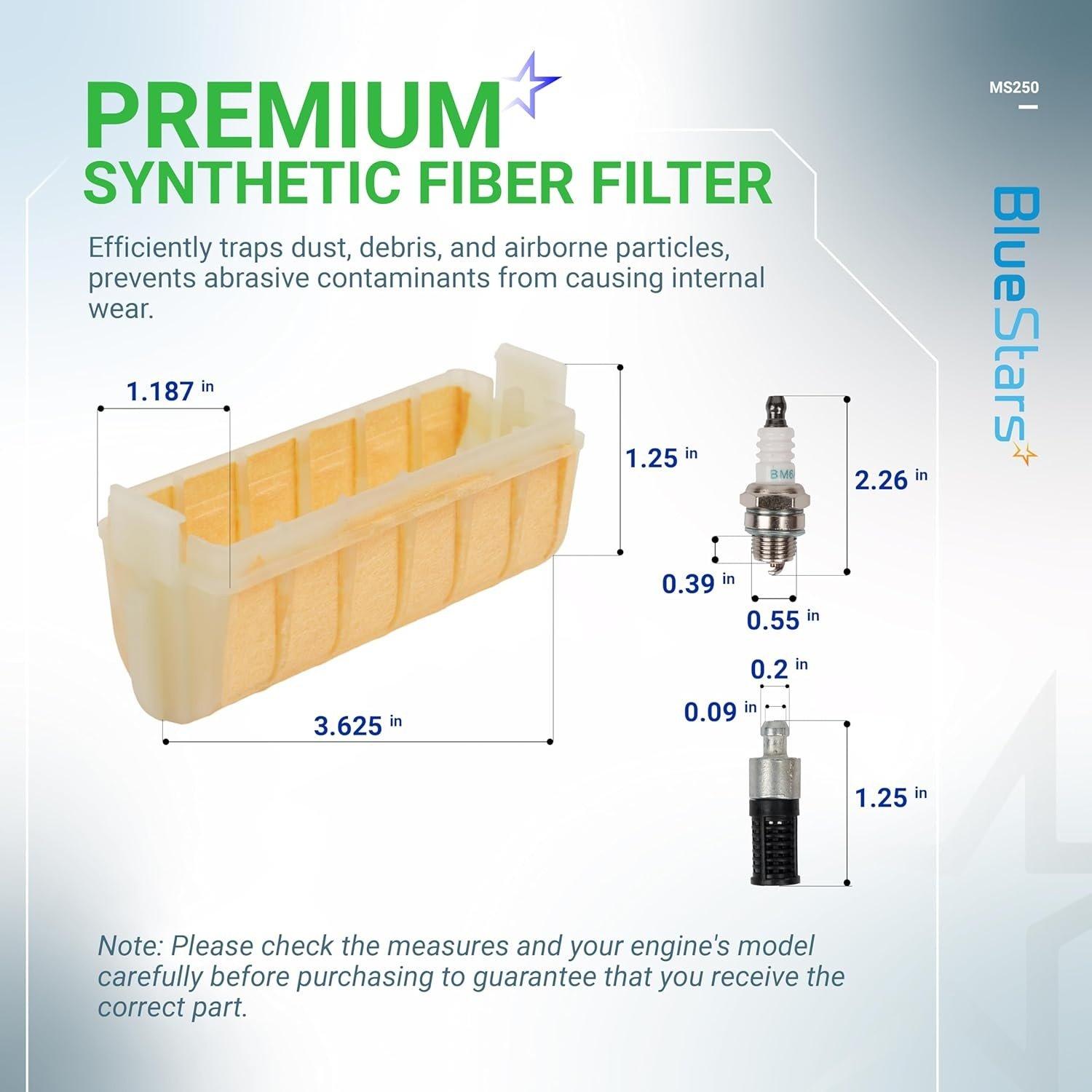 [Lifetime Warranty] MS250 Air Filter Kit with Fuel Filter Spark Plug - For Stihl Chainsaw image 1