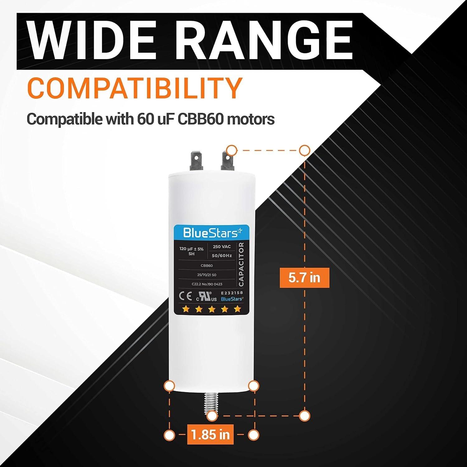 [Lifetime Warranty] 120 uF MFD 250 VAC CBB60 50/60 Hz Run Capacitor with Screw - Fits AC Motor Run, Heat Pump, Pool Pump image 1
