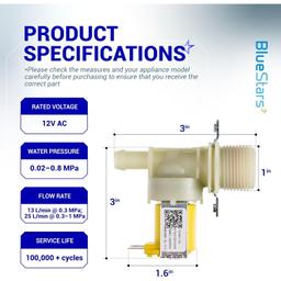 [Lifetime Warranty] DD81-02265A Dishwasher Water Inlet Valve - Compatible with Samsung Parts 6740000046A 10A50100 PD00044305 AP6244375 PS12085633 - Fits Models DW80N3030US DW80M2020US DW50T6060US thumbnail 4