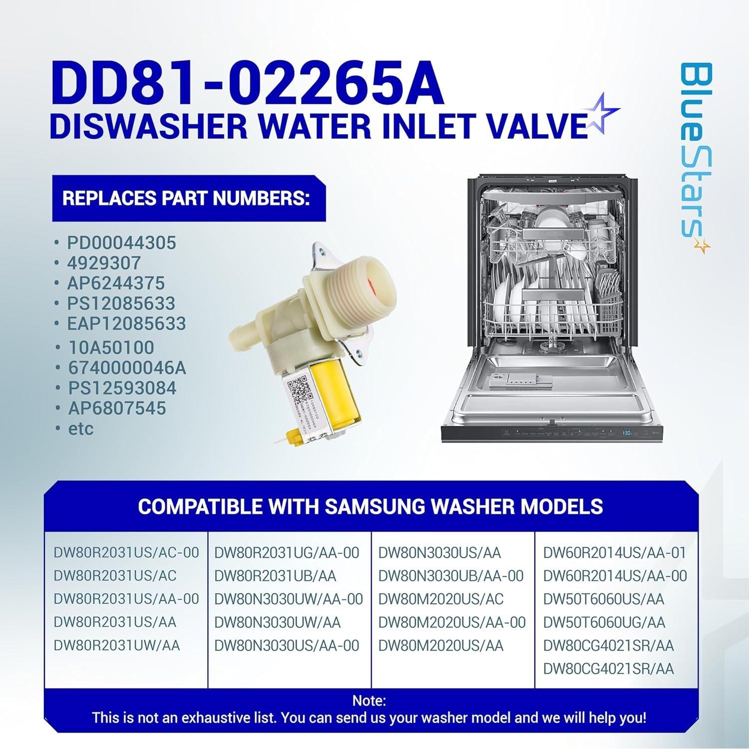 [Lifetime Warranty] DD81-02265A Dishwasher Water Inlet Valve - Compatible with Samsung Parts 6740000046A 10A50100 PD00044305 AP6244375 PS12085633 - Fits Models DW80N3030US DW80M2020US DW50T6060US image 8