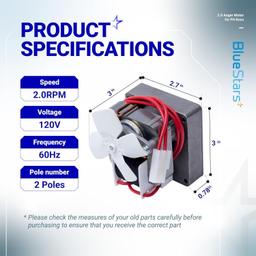 [Lifetime Warranty] 2.0RPM Grill Auger Motor 120V 60Hz 2 Pole thumbnail 2