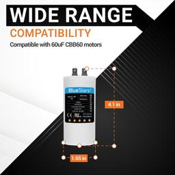 [Lifetime Warranty] 60 uF CBB60 250 VAC Motor Run Start Capacitor - Fits AC Motors 50/60 Hz - Pack of 2 thumbnail 1
