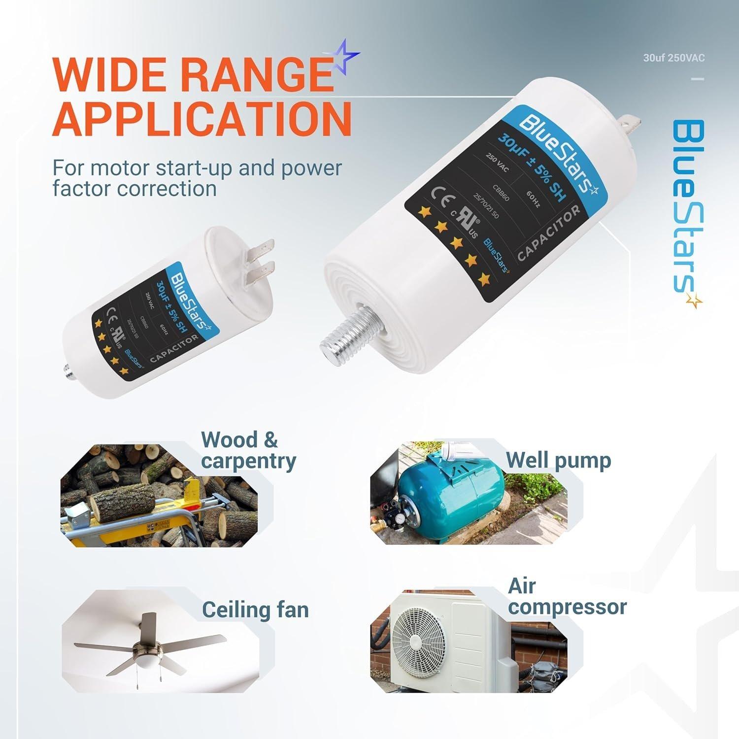 [Lifetime Warranty] 30 uF MFD 250 VAC CBB60 50/60 Hz Run Capacitor with Screw - Fits AC Motors, Electric Motors, Water Pumps image 4