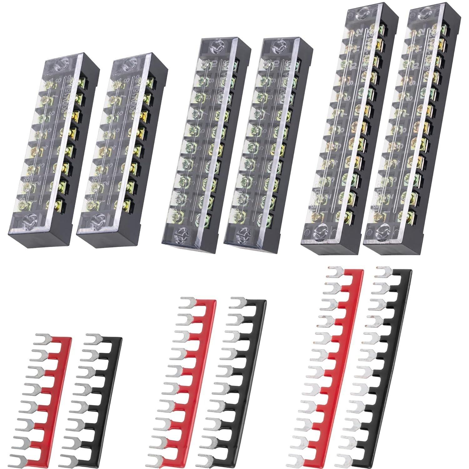 [Lifetime Warranty] 8/10/12 Positions Terminal Strip Blocks 600V 15A - Pack of 6 image 0