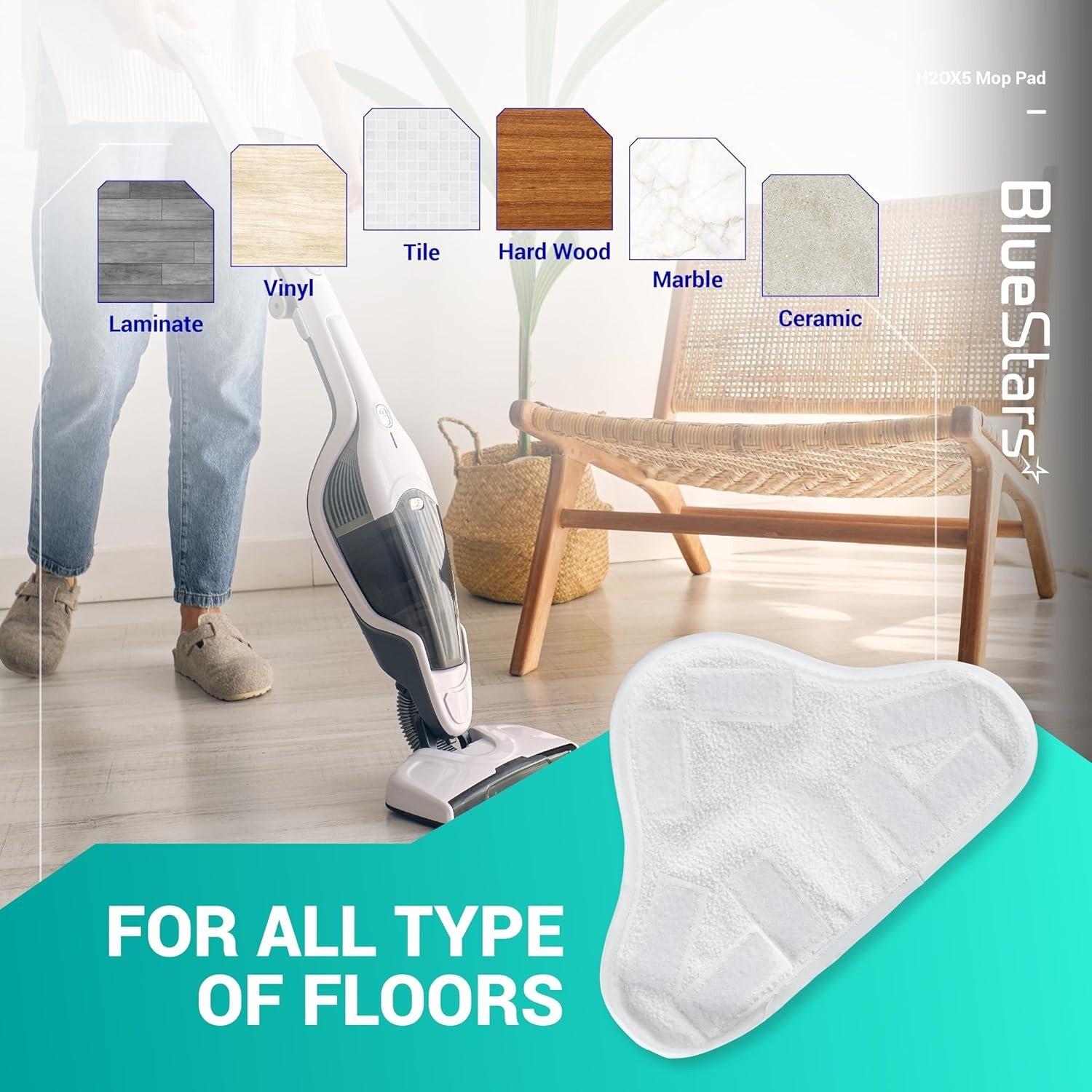 [Lifetime Warranty] H2OX5 Microfiber Steam Mop Pads Replacement - Compatible with H2O H20 Steam Mop X5 - Pack of 10 image 2