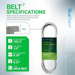 [Lifetime Warranty] Mower Deck Belt M154296 M158131 152.3" x 0.5" thumbnail 2