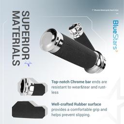 [Lifetime Warranty] 1" Chrome Motorcycle Hand Grips thumbnail 1