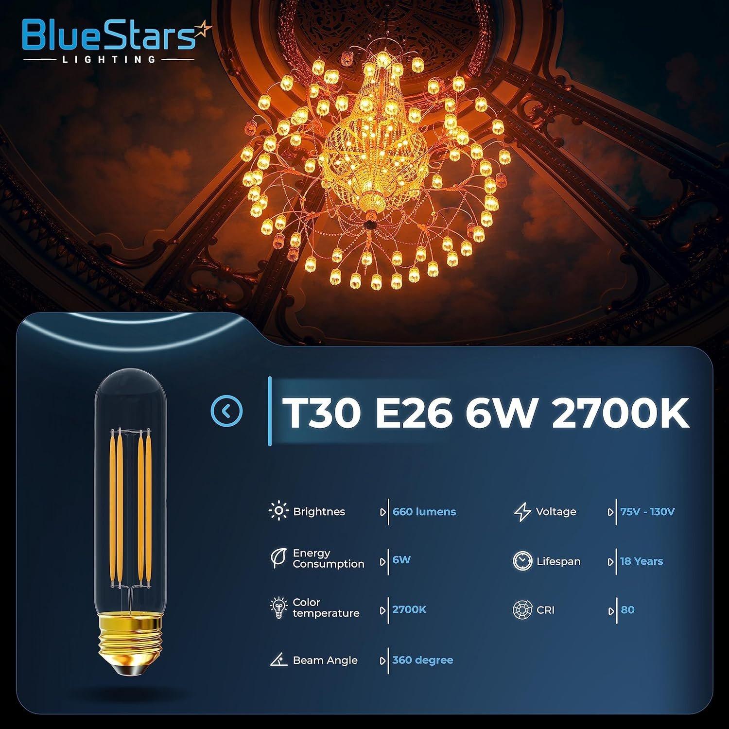 [Lifetime Warranty] 6-pack (Christmas Decoration) T10 Tubular LED Light Bulbs T30 E26 Medium Base image 4