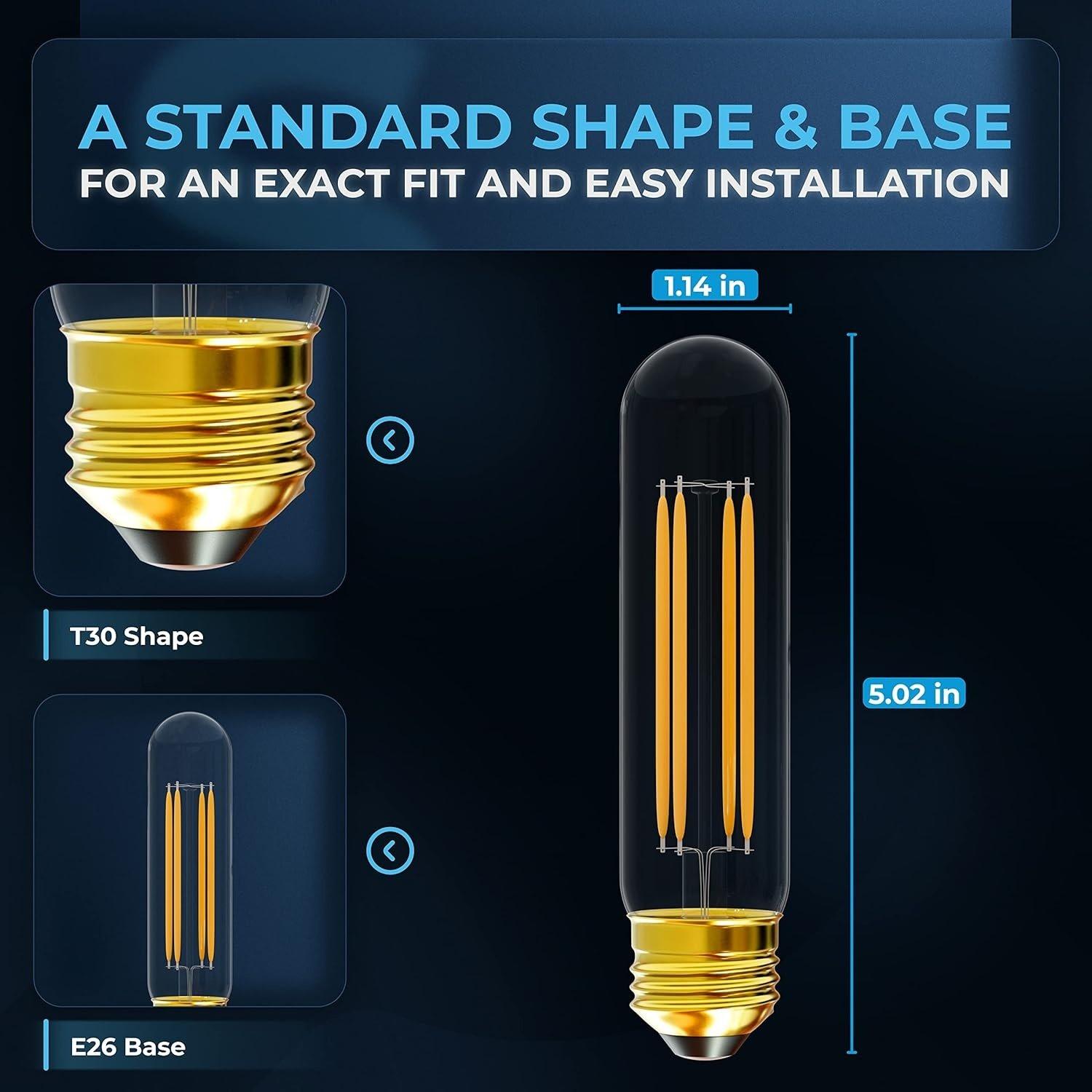 [Lifetime Warranty] 6-pack (Christmas Decoration) T10 Tubular LED Light Bulbs T30 E26 Medium Base image 3