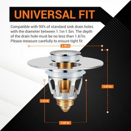 [Lifetime Warranty] Pop-up Spring Core Drain Stopper for Bathroom Sink thumbnail 2