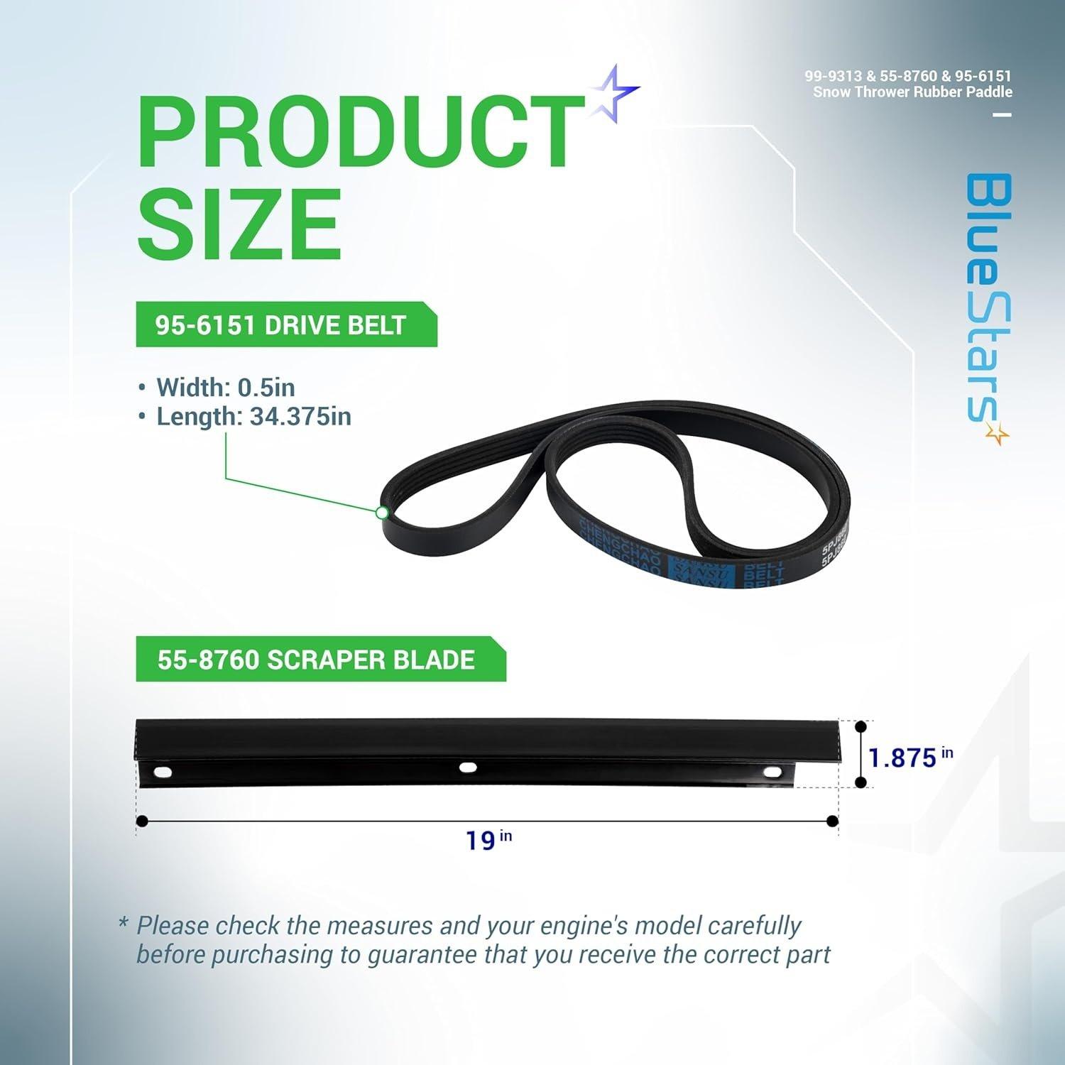 99-9313 Rubber Paddles 133-5585 Scraper Blade 121-6622 Drive Belt and Hardware Kits image 3