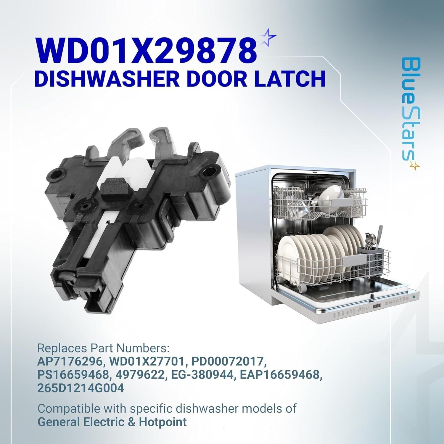 [Lifetime Warranty] WD01X29878 Dishwasher Door Latch - Compatible with GE Hotpoint Dishwasher - Replaces WD01X27701 4979622 PD00072017 AP7176296 PS16659468 EAP16659468 265D1214G004 EG-380944 image 1