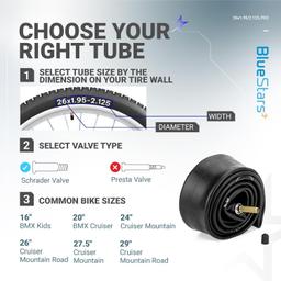 [Lifetime Warranty] 26 X 1.75/1.95/2.10/2.125in Bicycle Tires Inner Tubes - Pack of 2 thumbnail 1