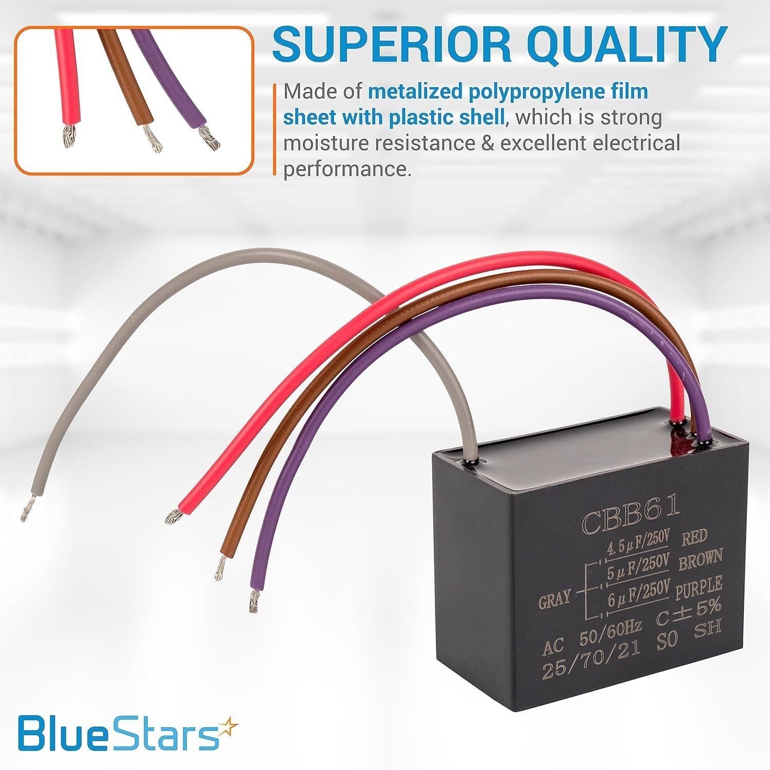 [Lifetime Warranty] [4 Wires] CBB61 4.5uf+5uf+6uf 4-Wire 250V AC Ceiling Fan Capacitor image 3