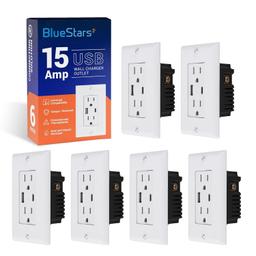 [Lifetime Warranty] Pack of 6 Electrical USB Wall Charger Outlet 15 Amp USB Type C & Type A High-Speed Charging thumbnail 0