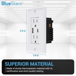 [Lifetime Warranty] Pack of 6 Electrical USB Wall Charger Outlet 15 Amp USB Type C & Type A High-Speed Charging thumbnail 1