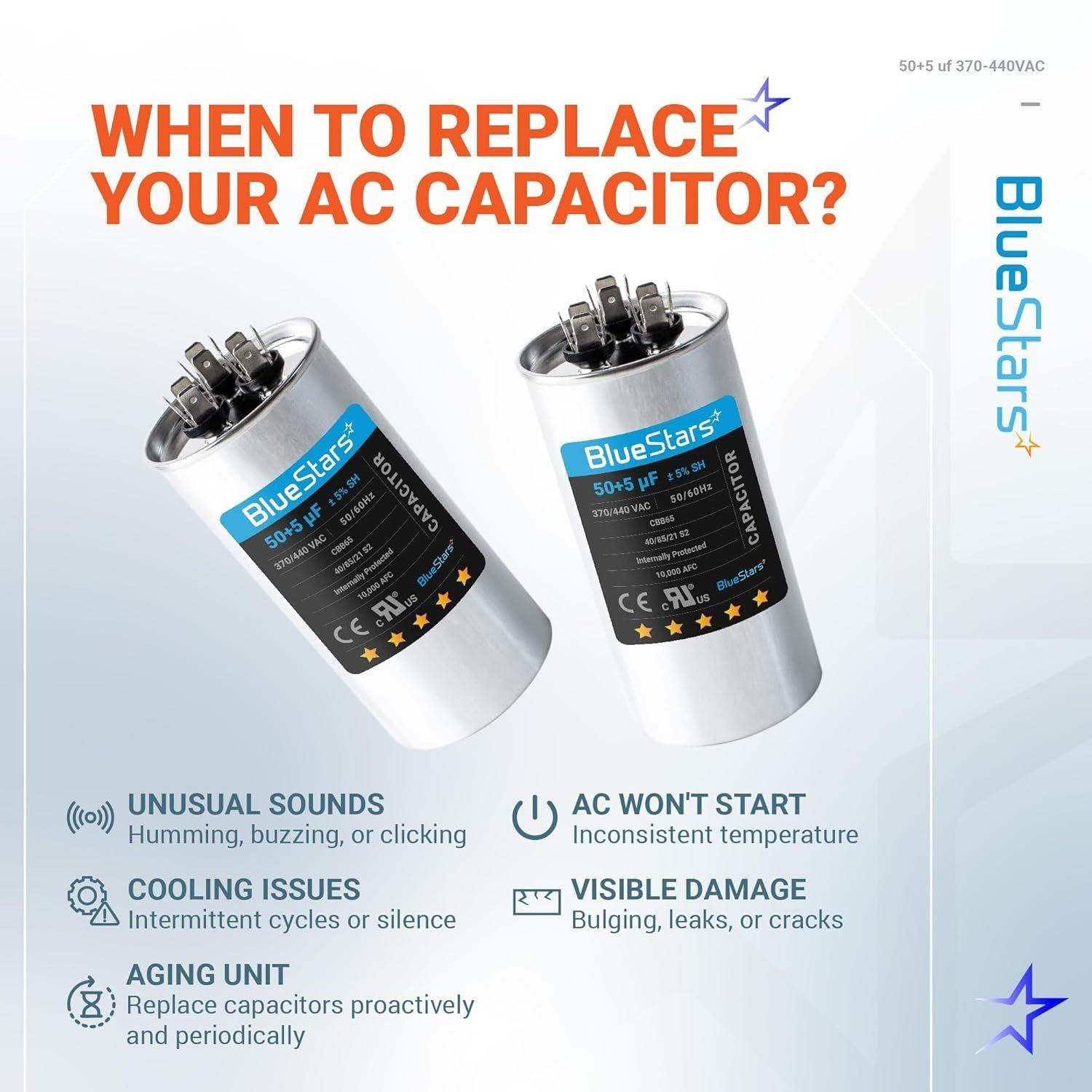 [Lifetime Warranty] 50+5 uF MFD 370/440 VAC Dual Run Start Round AC Capacitor - Fits Condenser, Heat Pump - Replaces 97F9850 image 4