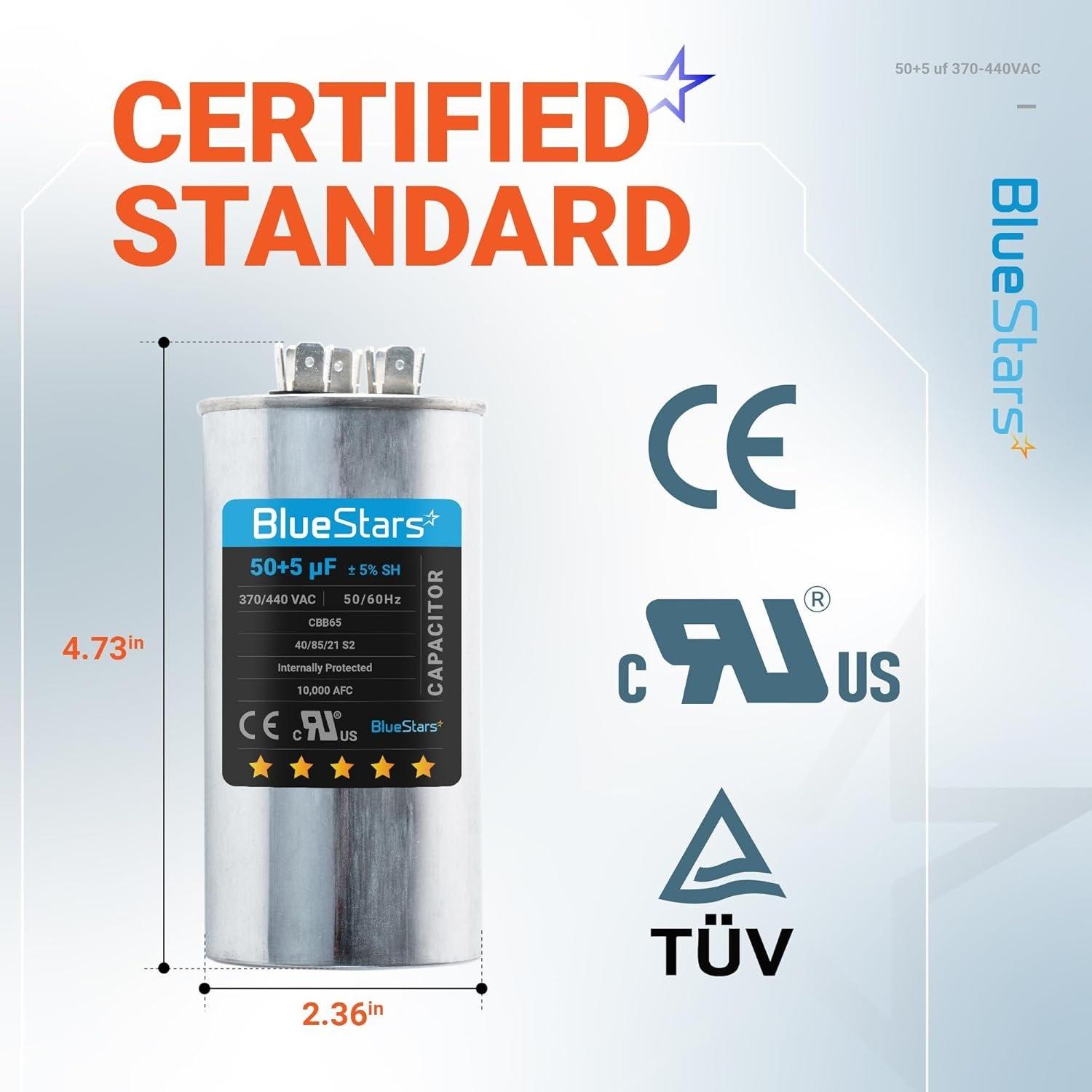 [Lifetime Warranty] 50+5 uF MFD 370/440 VAC Dual Run Start Round AC Capacitor - Fits Condenser, Heat Pump - Replaces 97F9850 image 2