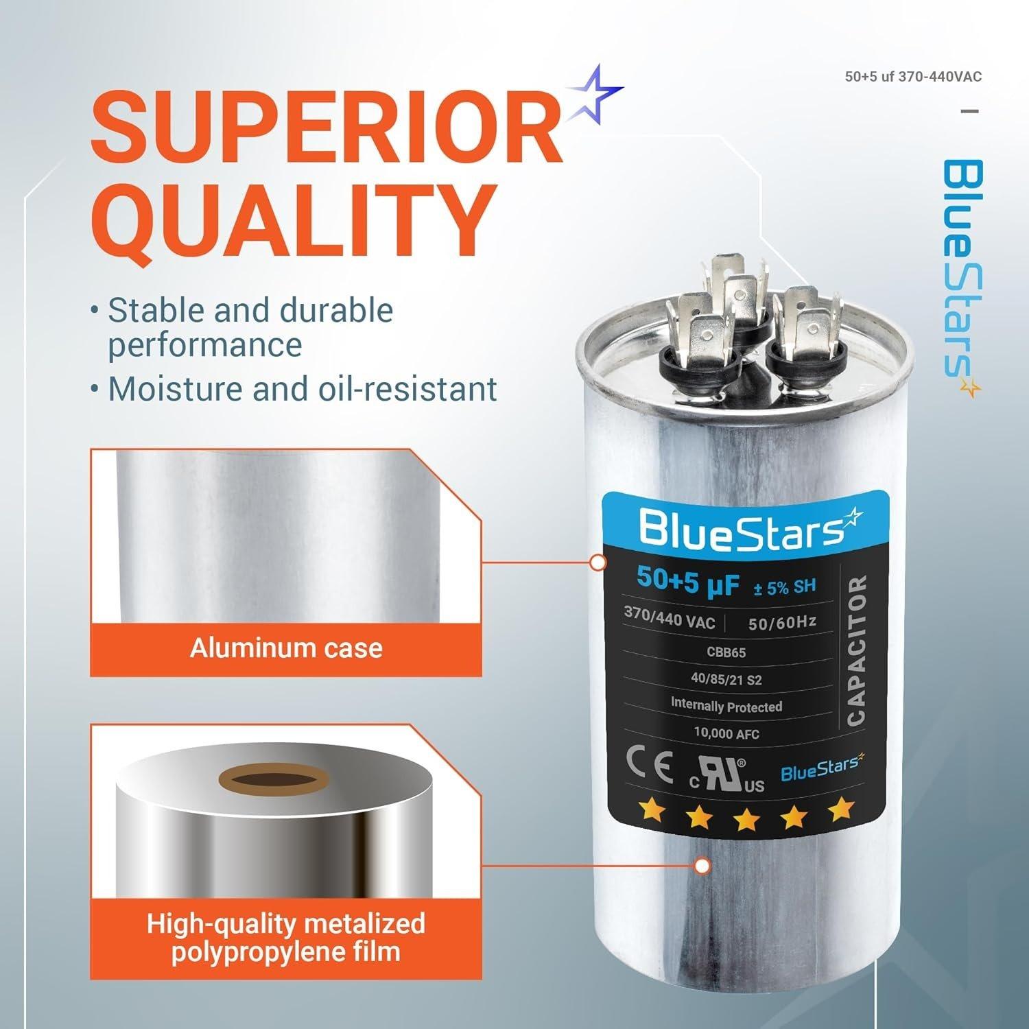 [Lifetime Warranty] 50+5 uF MFD 370/440 VAC Dual Run Start Round AC Capacitor - Fits Condenser, Heat Pump - Replaces 97F9850 image 3