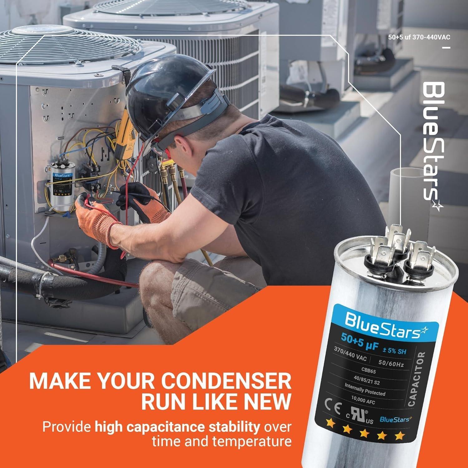 [Lifetime Warranty] 50+5 uF MFD 370/440 VAC Dual Run Start Round AC Capacitor - Fits Condenser, Heat Pump - Replaces 97F9850 image 9