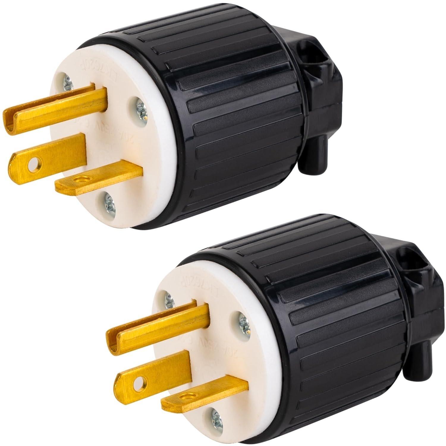 [Lifetime Warranty] Pack of 2 NEMA 6-20P Electrical Male Plugs image 0