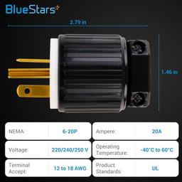 [Lifetime Warranty] Pack of 2 NEMA 6-20P Electrical Male Plugs thumbnail 5