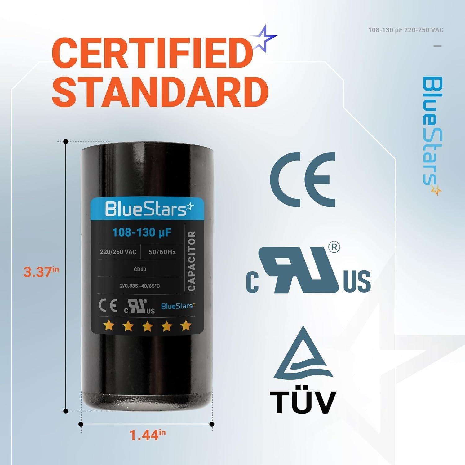 [Lifetime Warranty] 108-130 uF MFD 220-250 VAC Â±20% CD60 Round Start Capacitor 50/60 Hz - Fits Single-Phase Electric Motors image 2