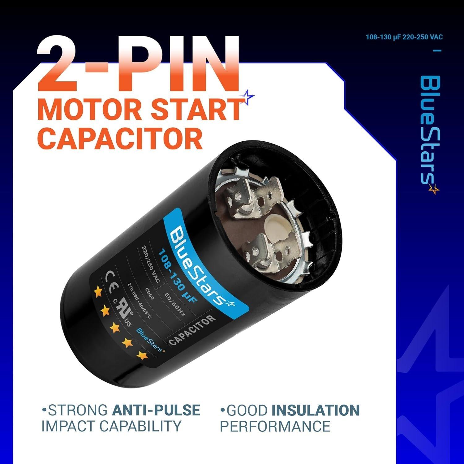 [Lifetime Warranty] 108-130 uF MFD 220-250 VAC Â±20% CD60 Round Start Capacitor 50/60 Hz - Fits Single-Phase Electric Motors image 6