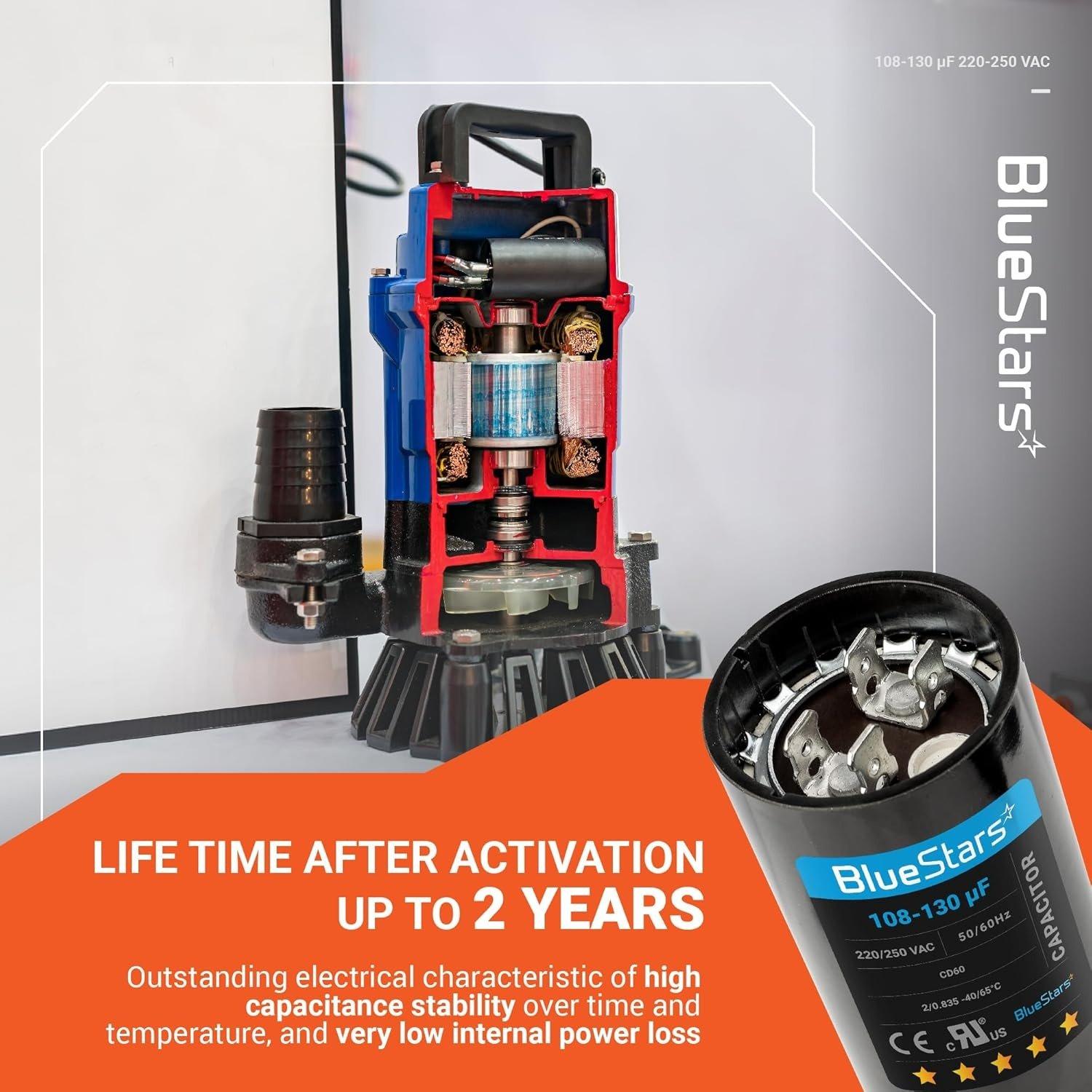 [Lifetime Warranty] 108-130 uF MFD 220-250 VAC Â±20% CD60 Round Start Capacitor 50/60 Hz - Fits Single-Phase Electric Motors image 8