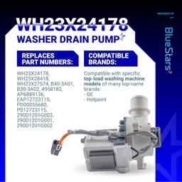 [Lifetime Warranty] 290D1201G003 290D1201G001 WH23X28418 Washer Drain Pump - For GE Hotpoint GTW330ASK GTW460ASJ GTW220ACK HTW240ASK - Replaces B40-3A01 AP6889136 PS12723115 B30-3A02 EAP12723115 WH23X24178 thumbnail 7