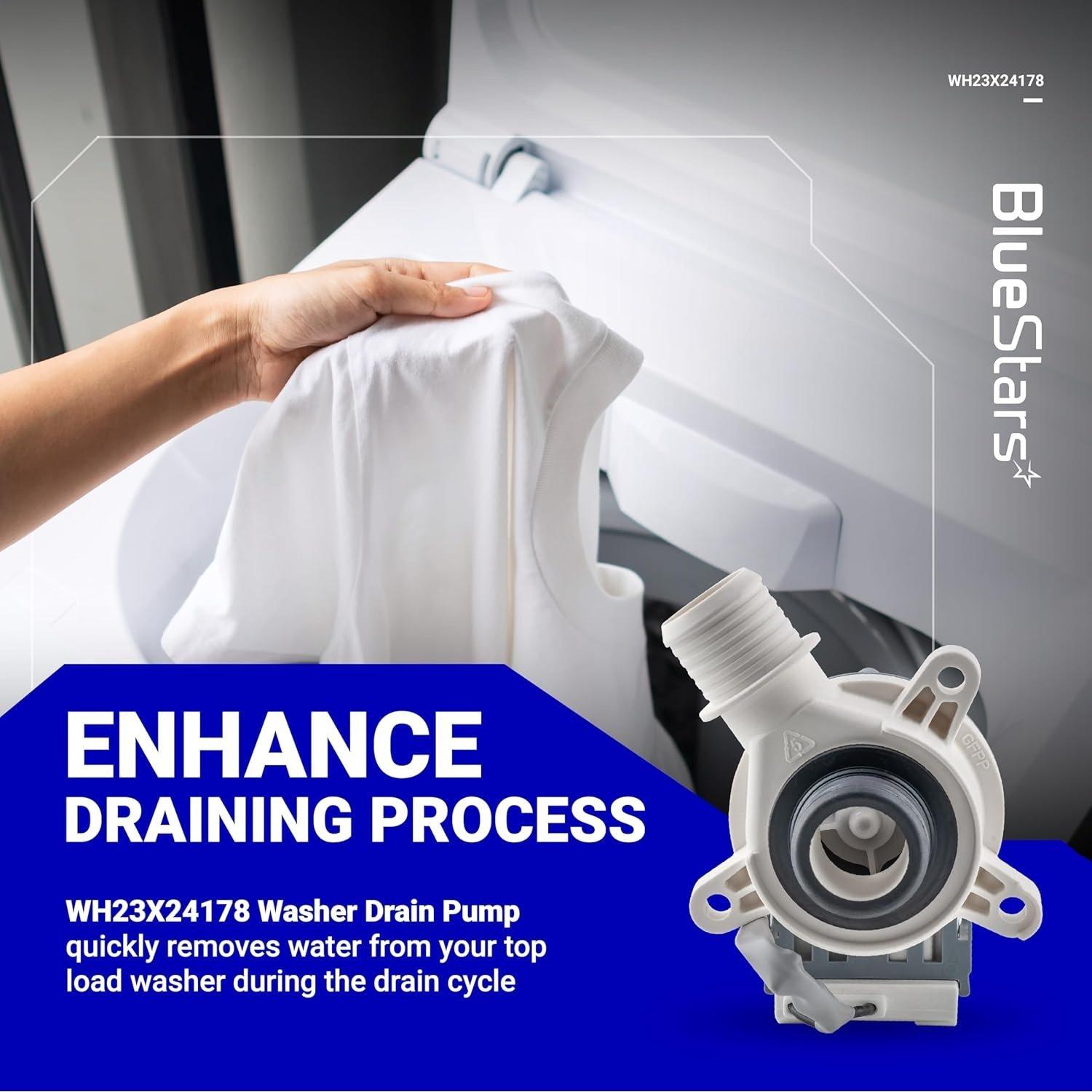 [Lifetime Warranty] 290D1201G003 290D1201G001 WH23X28418 Washer Drain Pump - For GE Hotpoint GTW330ASK GTW460ASJ GTW220ACK HTW240ASK - Replaces B40-3A01 AP6889136 PS12723115 B30-3A02 EAP12723115 WH23X24178 image 4