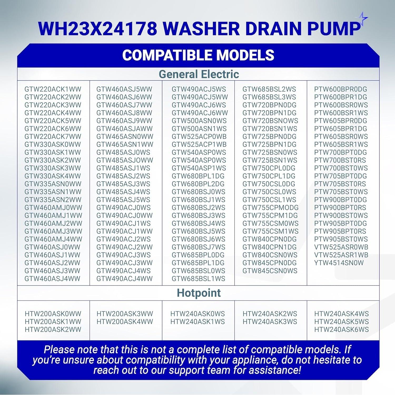 [Lifetime Warranty] 290D1201G003 290D1201G001 WH23X28418 Washer Drain Pump - For GE Hotpoint GTW330ASK GTW460ASJ GTW220ACK HTW240ASK - Replaces B40-3A01 AP6889136 PS12723115 B30-3A02 EAP12723115 WH23X24178 image 2