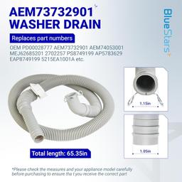 [Lifetime Warranty] AEM73732901 Washer Drain Hose - Compatible with LG Kenmore Washer - Replaces AEM74053001 AEM74073303 MEJ62685201 2702257 PS8749199 AP5783629 5215EA1001A AEM73653001 AEM73732903 thumbnail 2