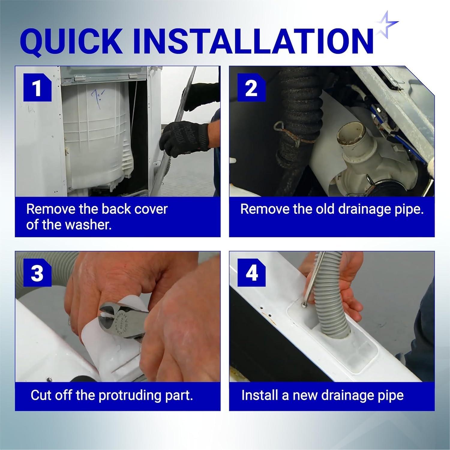 [Lifetime Warranty] AEM73732901 Washer Drain Hose - Compatible with LG Kenmore Washer - Replaces AEM74053001 AEM74073303 MEJ62685201 2702257 PS8749199 AP5783629 5215EA1001A AEM73653001 AEM73732903 image 5