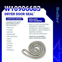 [Lifetime Warranty] W10861521 Dryer Door Seal with Glue - Compatible with Maytag Kenmore Amana Roper Magic Chef Crosley Dryers - Replaces PS11731610 W10730752 438201 AP5999407 WP3405246 thumbnail 5