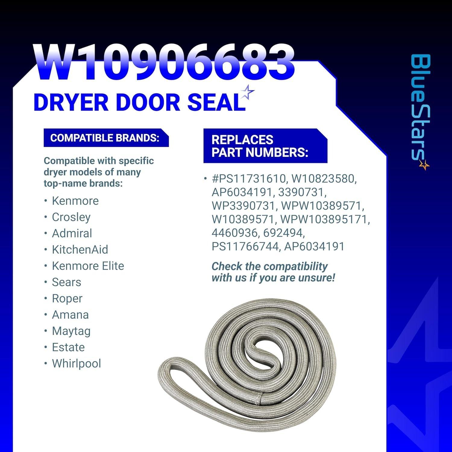[Lifetime Warranty] W10861521 Dryer Door Seal with Glue - Compatible with Maytag Kenmore Amana Roper Magic Chef Crosley Dryers - Replaces PS11731610 W10730752 438201 AP5999407 WP3405246 image 5