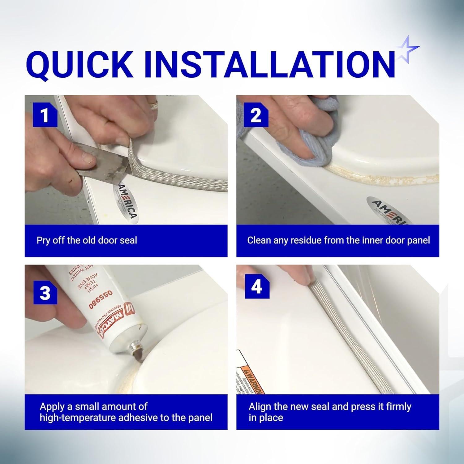 [Lifetime Warranty] W10861521 Dryer Door Seal with Glue - Compatible with Maytag Kenmore Amana Roper Magic Chef Crosley Dryers - Replaces PS11731610 W10730752 438201 AP5999407 WP3405246 image 3